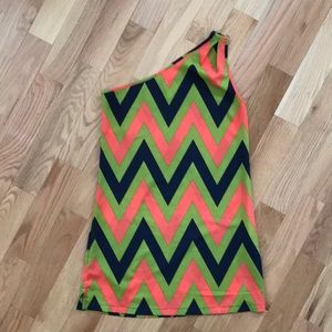 Cute One Shoulder Chevron Dress